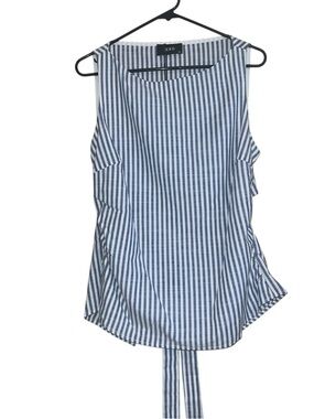 Cider Blue & White Striped Sleeveless Tie-Back Blouse NWT Sz XL